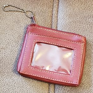 Red vinyl coin purse with ID window